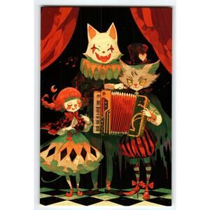 Vintage Halloween Photochrome Postcard with Whimsical Cat Musicians
